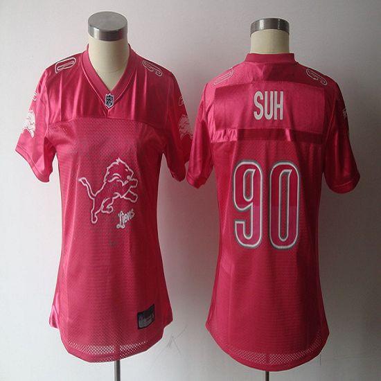 Lions #90 Ndamukong Suh Pink 2011 Women's Fem Fan Stitched NFL Jersey - Click Image to Close